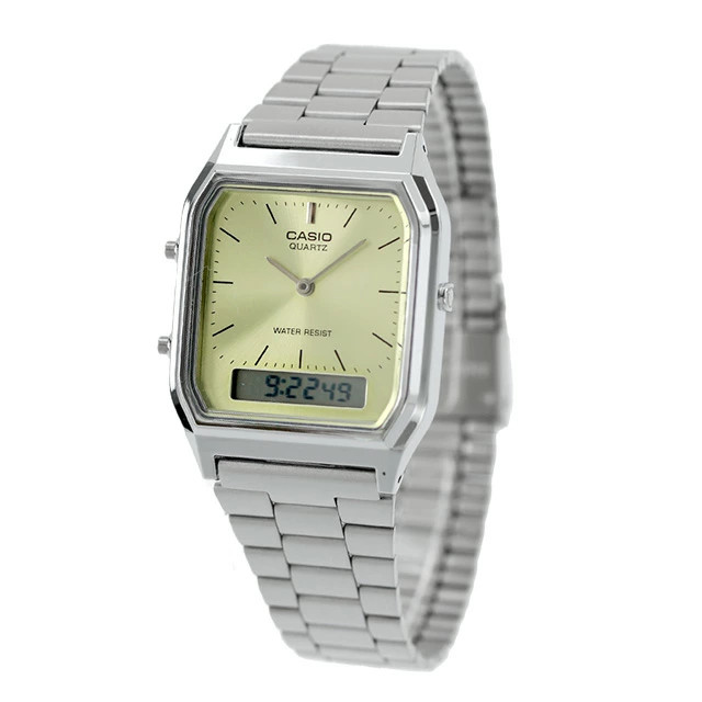 CASIO Classic AQ-230A-9AMQYDF Ana-Digi esfera amarilla acero plateado R80111255