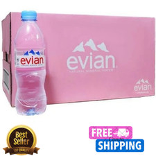 Evian Still Water Bottle Mineral Natural Drinking Water Screw Cap 24 x 500ml