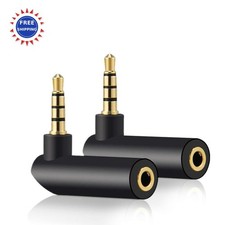 Audio Adapter 3.5mm Angle 2 PACK Male Female Degree Right Gold-Plated TRRS Jack