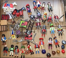 Mixed Vintage Pirates  Knights Playmobil Random 50 Figures  Accessories Lot