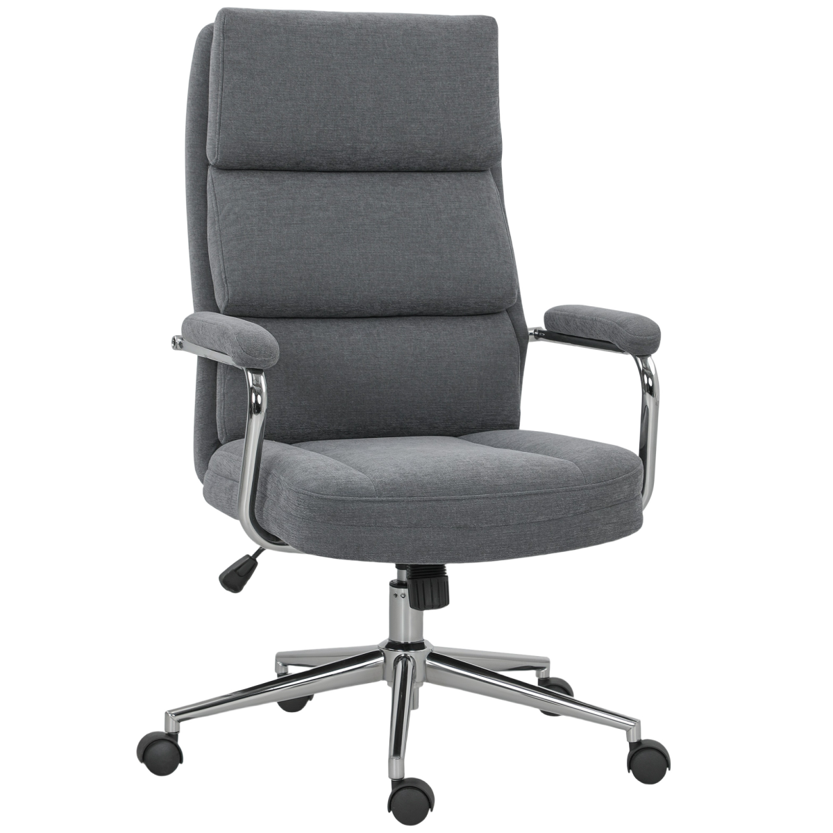 HOMCOM Linen Fabric Office Desk Chair with Tilt Function - Charcoal Grey