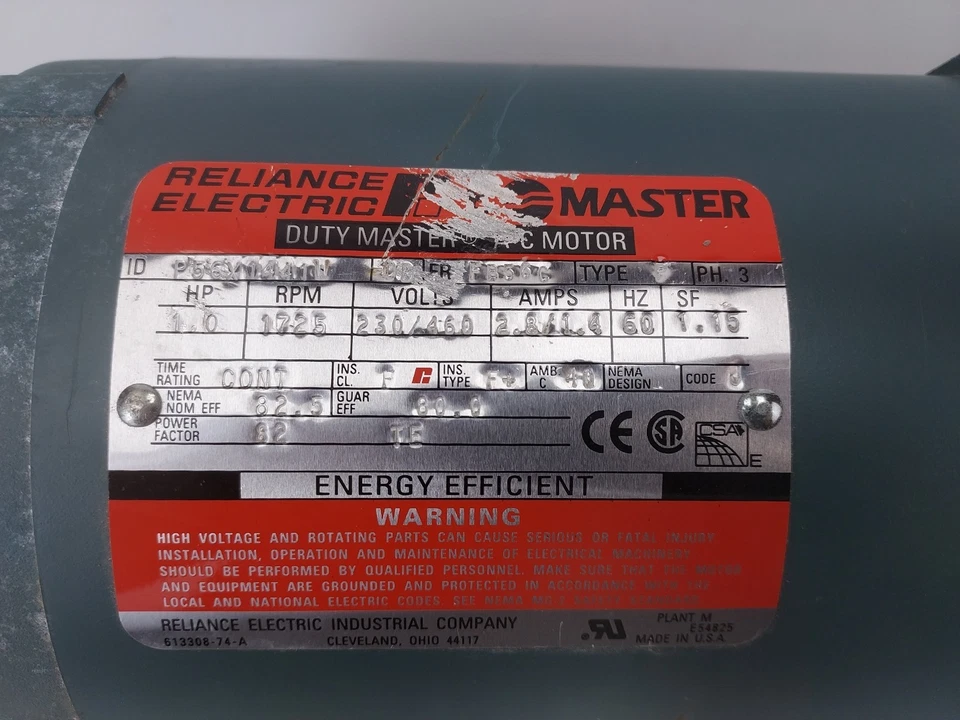 RELIANCE ELECTRIC AC MOTOR P56X1441W 1 HP 3PH 230/460 1725RPM - Image 2 of 4