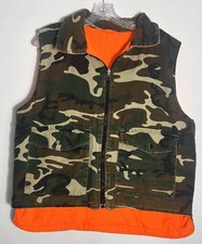 Vintage Sports Afield Camo Orange Reversible Vest Mens Size L Hunting Outdoor