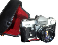 PETRI FT-II 35mm film camera, 55mm 1:18 Lens - with case. shutter button problem