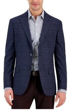 Tommy Hilfiger Mens Modern fit Sport Coat Blazer 38 R Navy Blue Plaid Stretch
