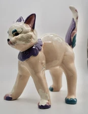 Vintage KAY FINCH 10" H Pinkish Cat Figurine Ceramic Pottery MADE IN CALIFORNIA
