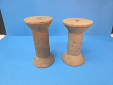 Antique/Vintage Pair of large 6 X2.75 & 6 1/2x2.5Bobbins Spool Pilar Candle