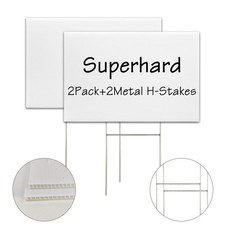 Blank Yard Signs With Stakes, 2 Pack 18 x 12 Inches White Plastic Lawn Signs ...