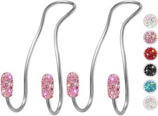 Car Headrest Hooks 2 Pack , Bling Bag Hooks, Hook for Purses and Bags Cute Meta