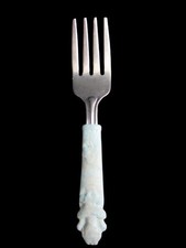 Vintage Snow White Baby Fork Blue Handle Disney Collectible 4.5"