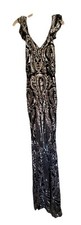 Women Sm Prom Dress Black W/Silver Sequins Long Mermaid Gown Slim Fit Stretch