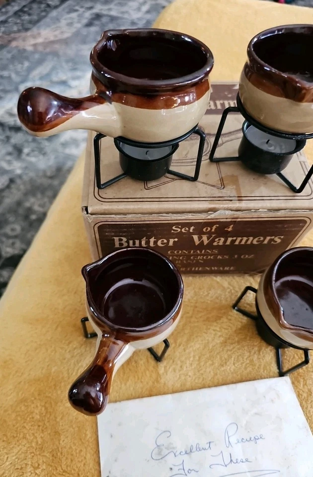 Mini Vasos Calentador de Mantequilla de Gres con Juego de Caja (4) con Receta :) *Leer* Foto 2 de 4
