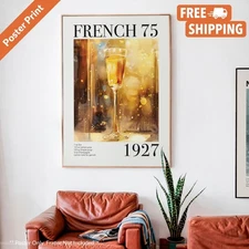 Vintage French 75 Cocktail Recipe Fine Art Print: Bar Cart Wall Art