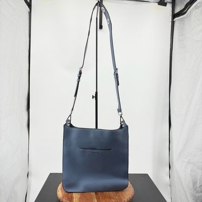 $384 NWT MICHAEL KORS SULLIVAN Large Messenger Bag Blue Leather Silver Grommet