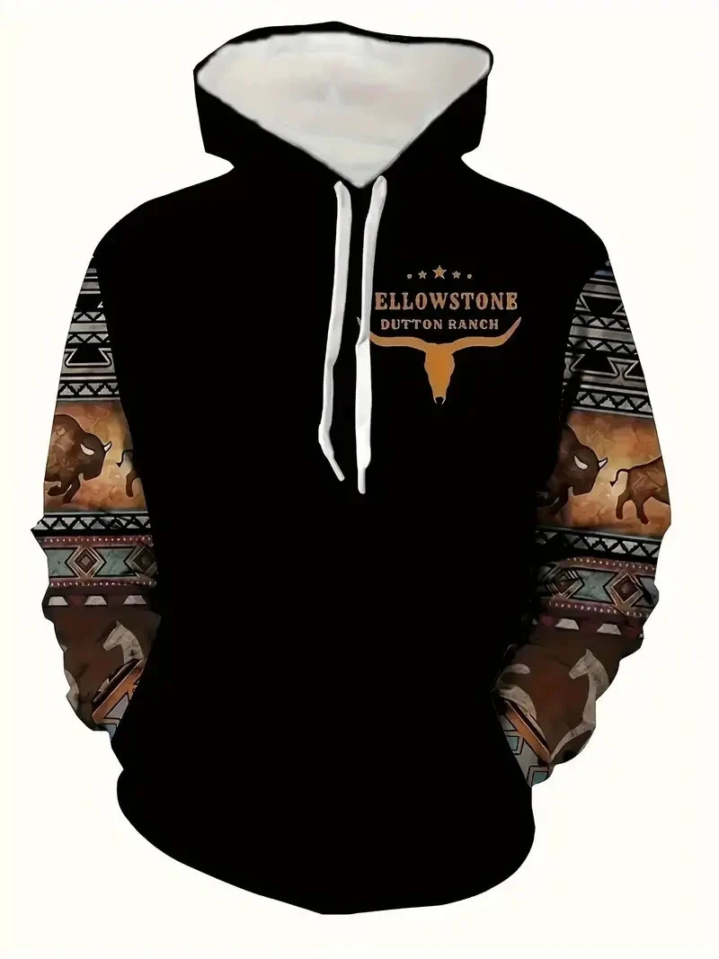 Men's Western Aztec Sweatshirts Pullover Hoodie COWBOY COZY BIG SIZE 5XL