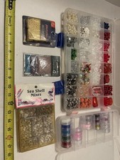 Mixed Lot Of Beads Findings Jewelry Making Supplies Plastic Shells Glitter Case