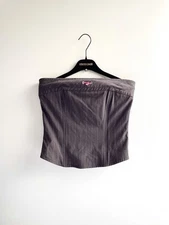Morgan De Toi Corset Top Brown S Pinstripe Y2K Sport Chick France 00s Vintage
