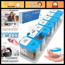Extra Large Weekly Pill Organizer - Jumbo 7 Day AM PM Pill Box for Supplements