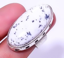 Dendritic Opal - Brazil 925 Sterling Silver Handmade Ring s.9 R7929-12 A352