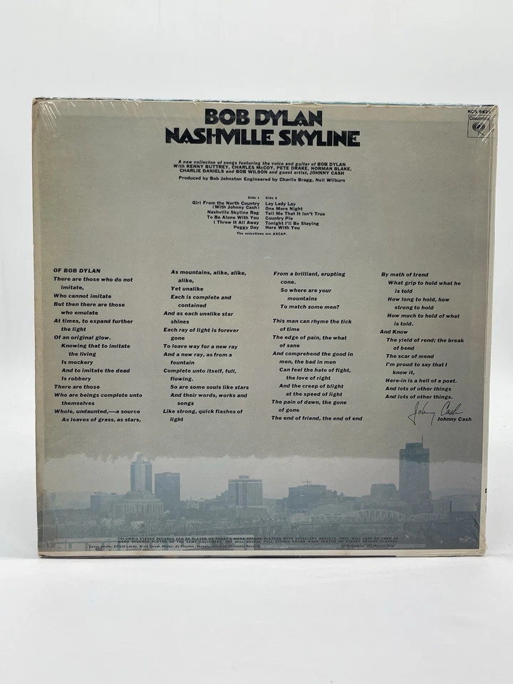 BOB DYLAN NASHVILLE SKYLINE 12" LP VG+ VINYL RECORD COLUMBIA SHRINK 1969 - Image 2 of 4