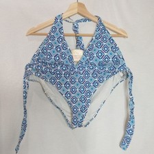 Gap Body Bikini Set Swimsuit Blue White Geometric Triangle Halter Hipster XL
