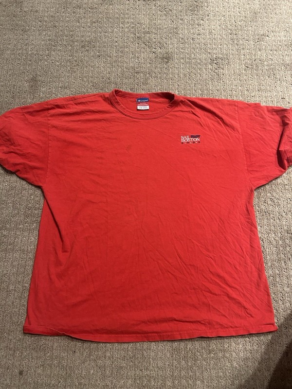 Vintage Champion T-shirt Size XL Y2K Boston Sailing 2000 Red Sports USA