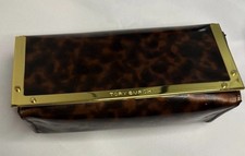 TORY BURCH Sunglasses Case Tortoise Shell Print  Gold Accent w/Magnetic close