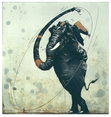 Horst Rellecke ''Golfer'' Original Farbradierung