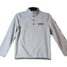 Vineyard Vines Boys Medium 4 Button Fleece Pullover Gray Martha Vineyard