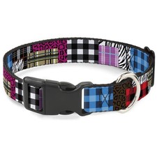 Plastic Clip Collar Plaid Animal Skins Fits 11-17 Inch Neck Medium Dog