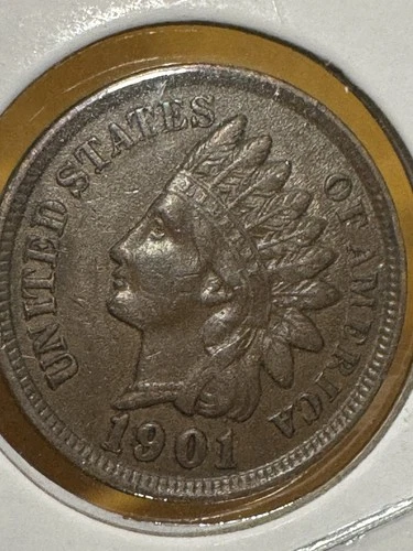 1901 Indian Head Cent Almost Uncirculated AU Coin Beautiful Detail