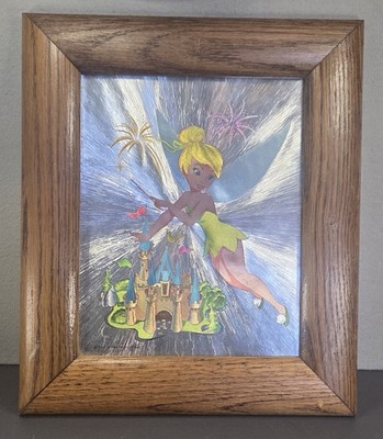 Vintage Disney Tinkerbell 3D Dufex Print Silver Foil Hologram Art Poster
