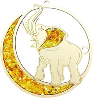 Fensterbild Fensterdeko SonnenfäNger Suncatcher In Birkenholz Elefant Ø 11, Ink
