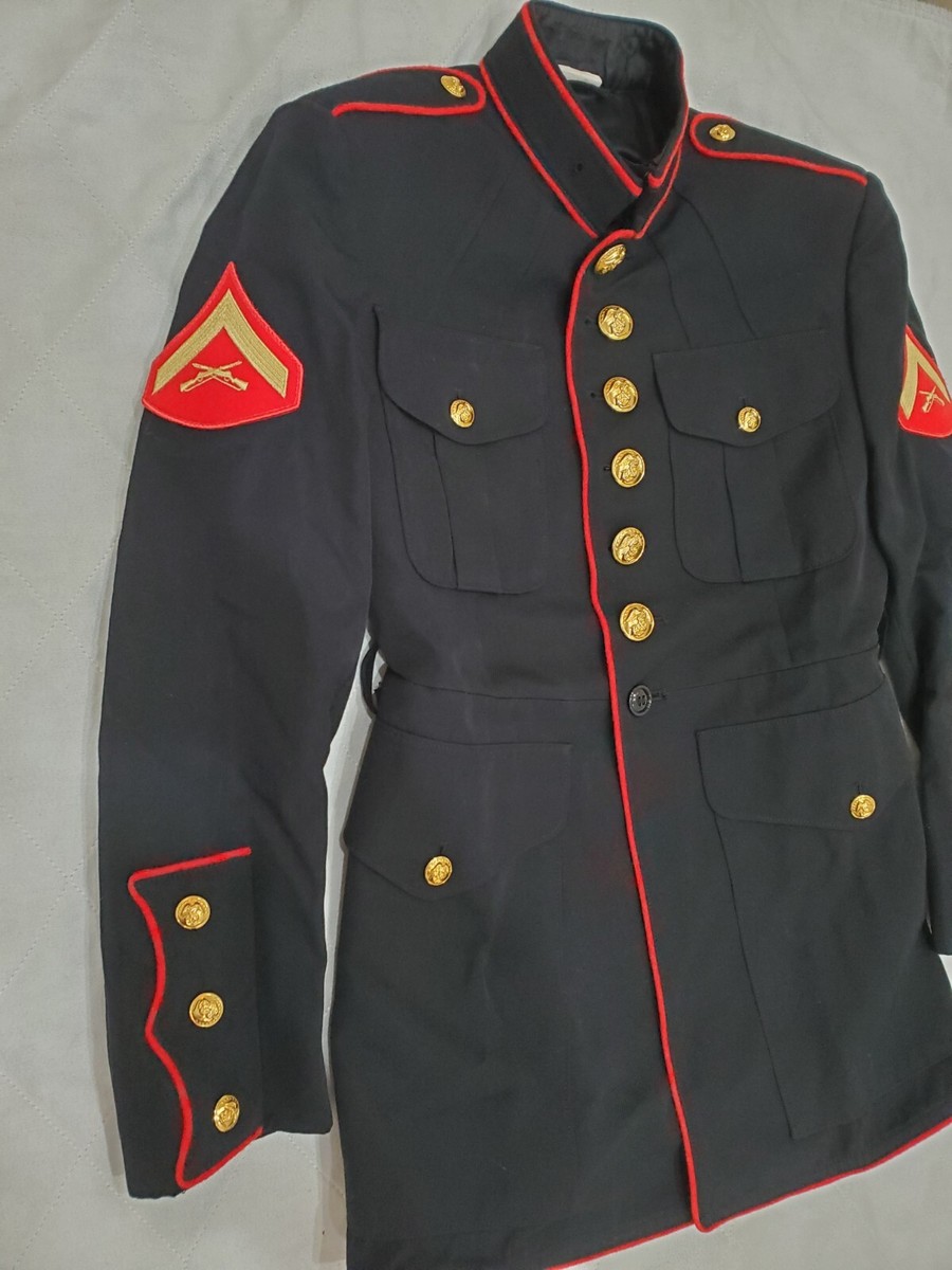 USMC US MARINE CORPS DRESS BLUES JACKET 40 XS Lance Corporal