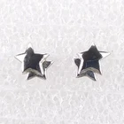 Vintage Costume Jewelry, Silver Tone, Double Star Stud Earrings,  EAR37