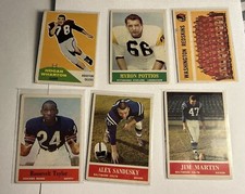 1960s Vintage Football Card Lot - 6 Cards V25