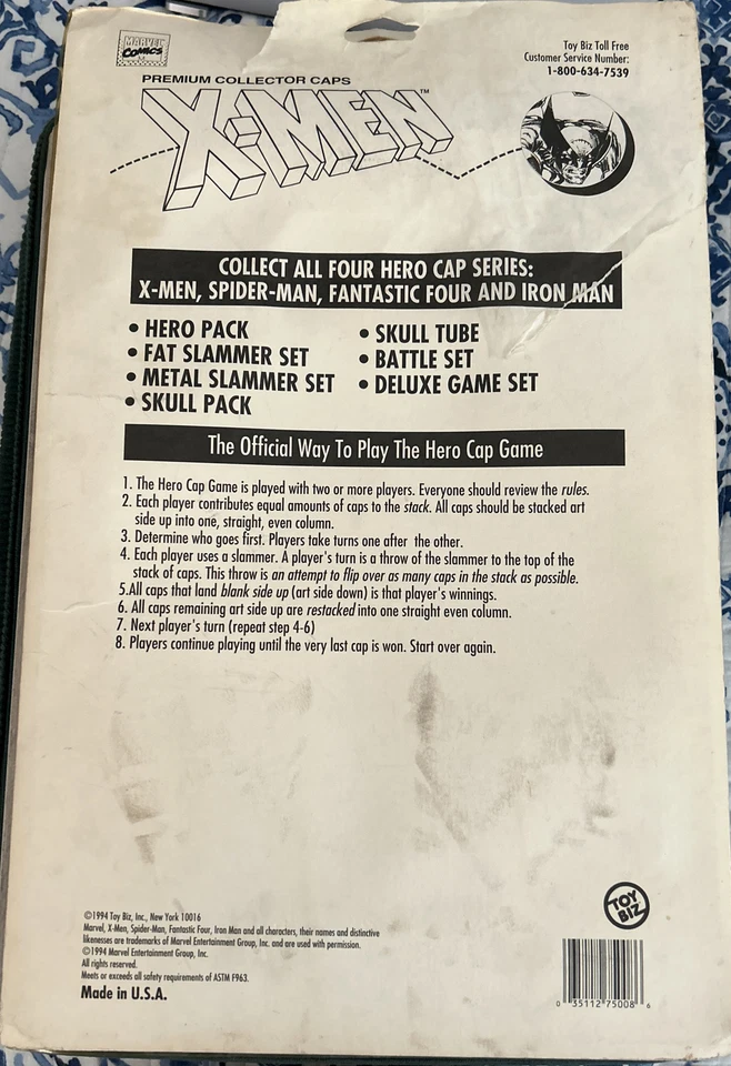Игровой набор 1994 Toy Biz Marvel X-Men Deluxe Cap & Slammer в заводской упаковке Pogs - Изображение 2 из 2