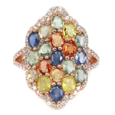 925 Sterling Silver Ring Oval Sapphire Jewelry Gemstone Jewelry Size 7