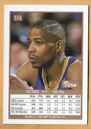 VERN FLEMING INDIANA PACERS #114 SKYBOX 1990-91 - Picture 2 of 2