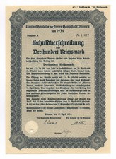 Hansestadt BREMEN – 4% Umtausch-Anleihe über 300 RM – vom 15.04.1934