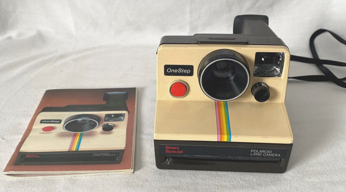 Vintage Original Polaroid SX-70 One Step White Rainbow Stripe Land  Camera/Manual