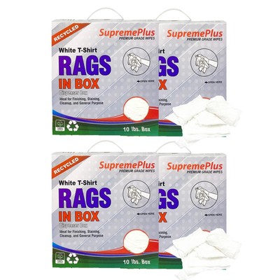Shop Bulk Rags Recycled - White Cotton Knit Cleaning Wipes - Compressed Box