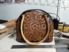 Vintage Handmade Genuine Leather Handbags southern style floral scrolls