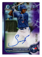 Sebastian Espino 2022 Bowman Chrome 1st Year Purple Refractor Autograph 242/250