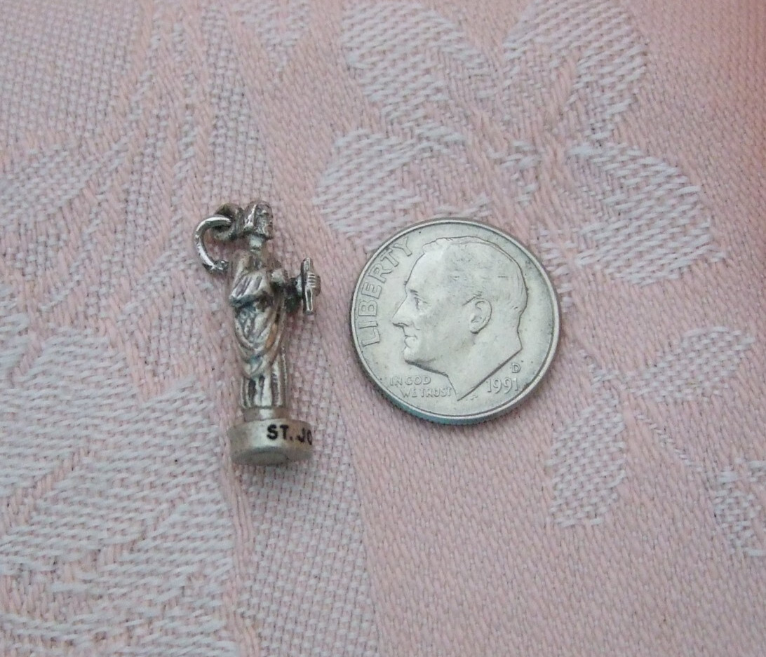 Vintage CREED ST. JOHN 3D Sterling Silver Charm View 5