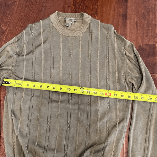 Maglione girocollo vintage Tulliano uomo medio marrone tortora misto cotone - Foto 7 di 9