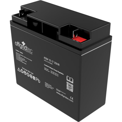 Akku Solar Batterie AGM 17Ah 20HR 12V Extrem langlebig zyklenfest Offgridtec