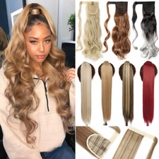 Pretty Thick ponytail Clip In Real as Human Hair Extensions Wrap False Pony Tail