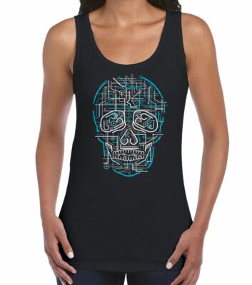 Electric Skull Damen Weste Tank Top Graphic Hipster Goth Festival