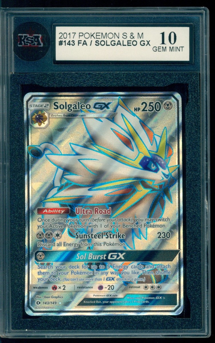 2017 Pokemon Sun & Moon #143 Solgaleo GX Full Art KSA 10 GEM Mint